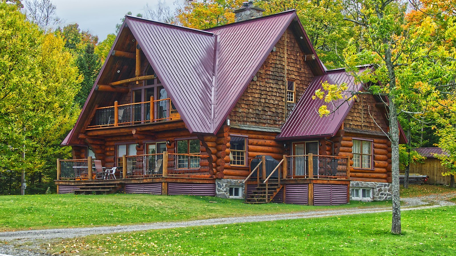 Cabin-style home among trees