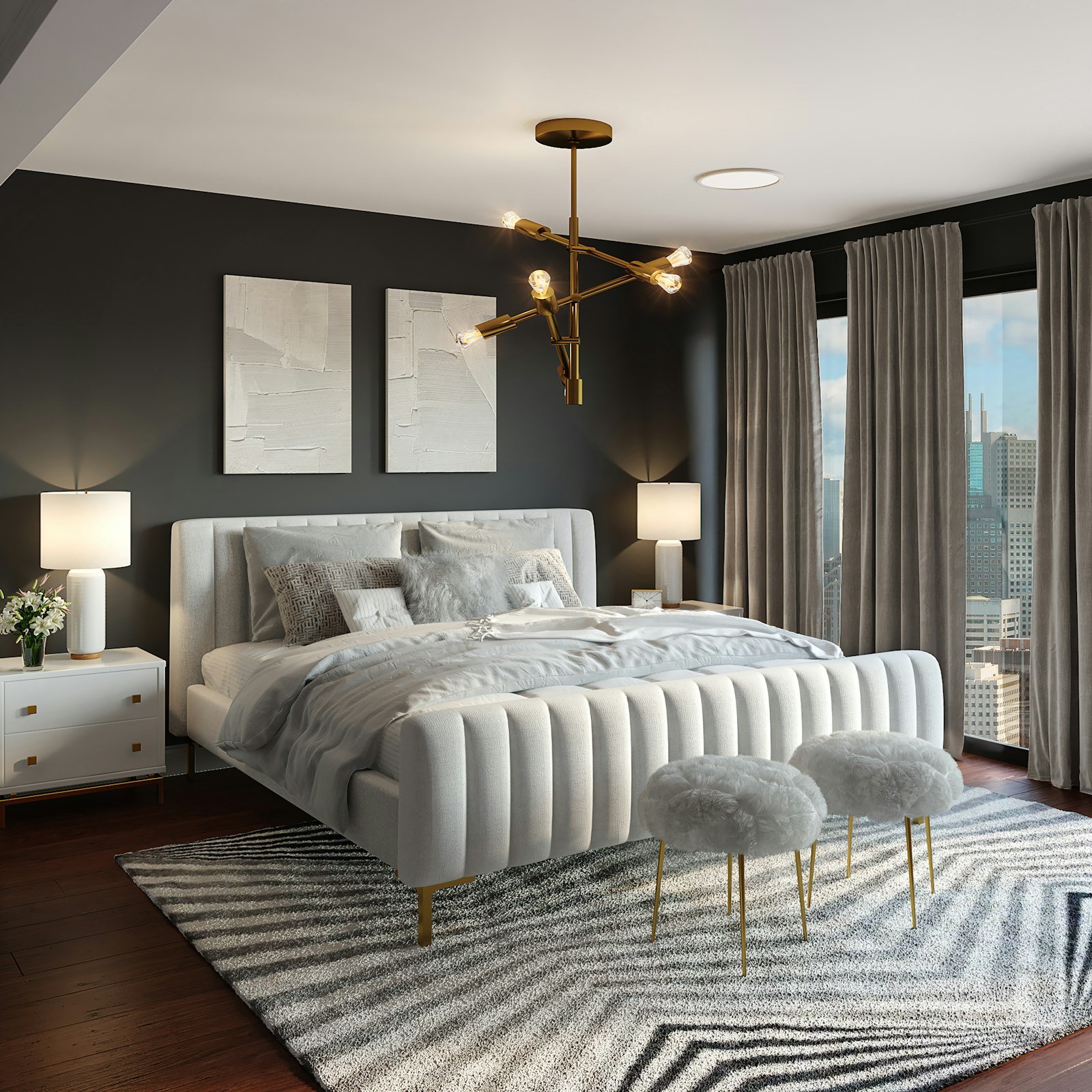 Calm bedroom with garden view