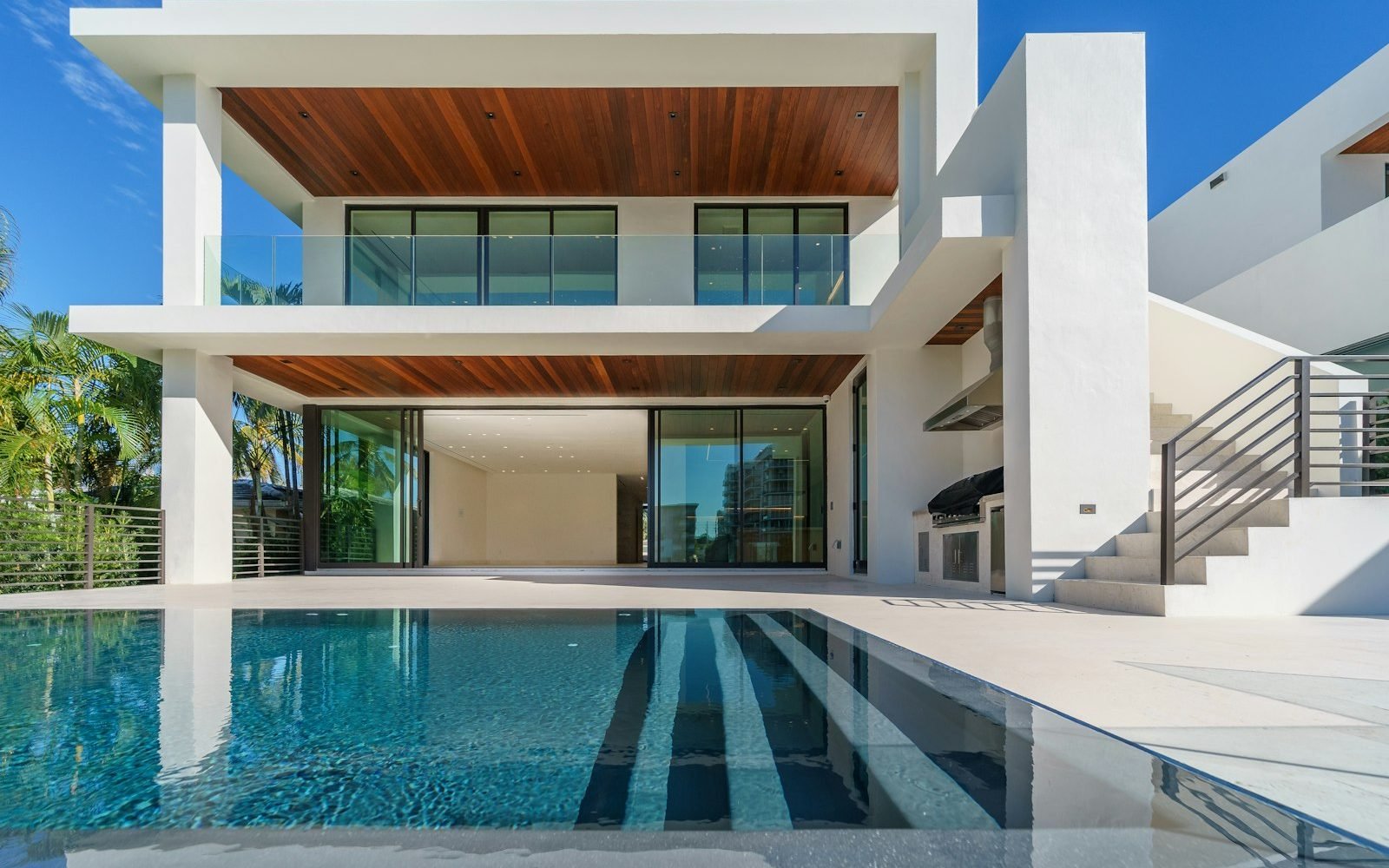 Contemporary villa at night
