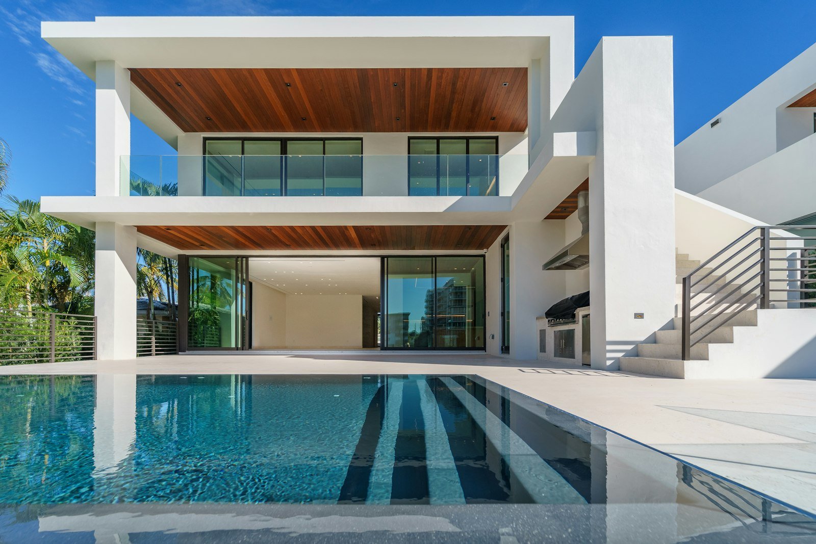 Contemporary villa at night