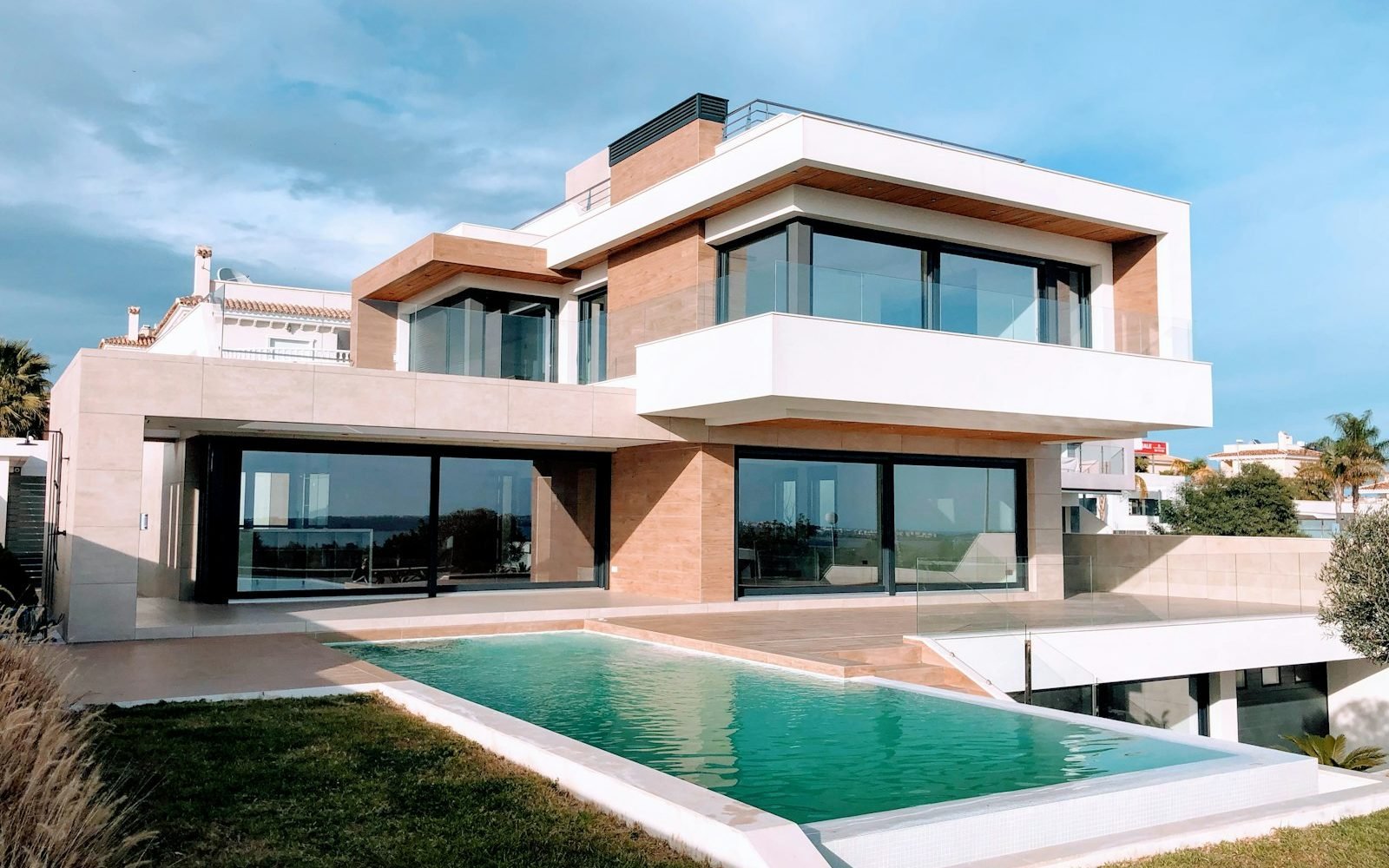 Modern home on a hillside