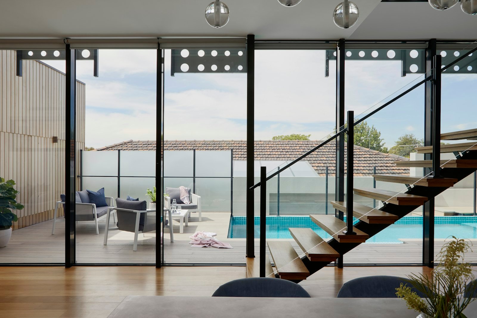 Open living space with water views