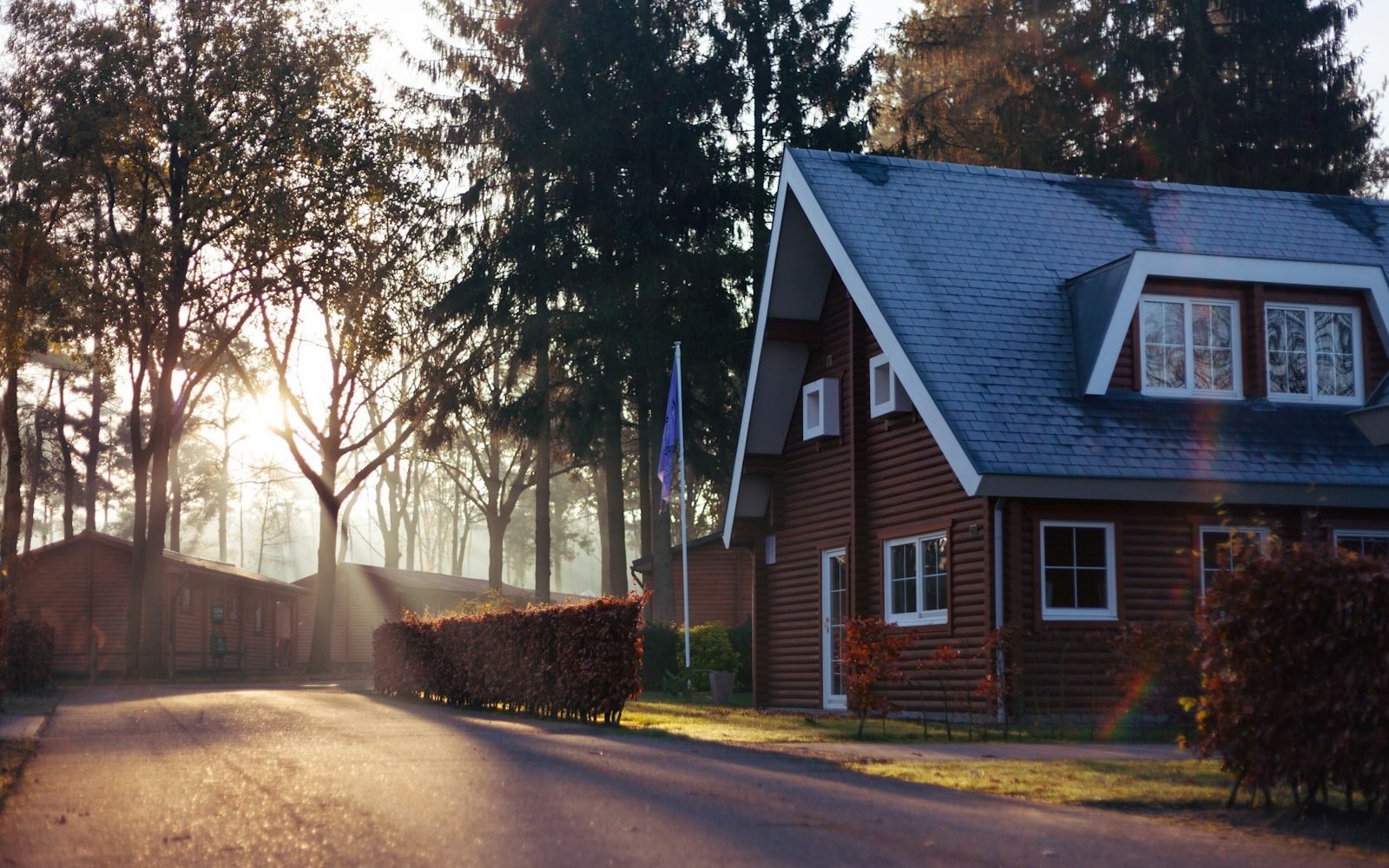 Village home at dusk